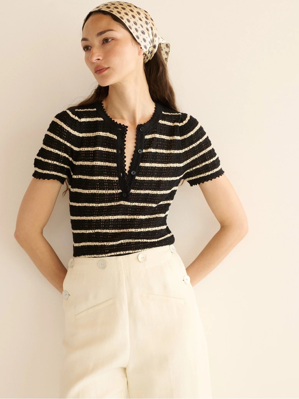 Dôen Brandie Top Noir Allaire Stripe